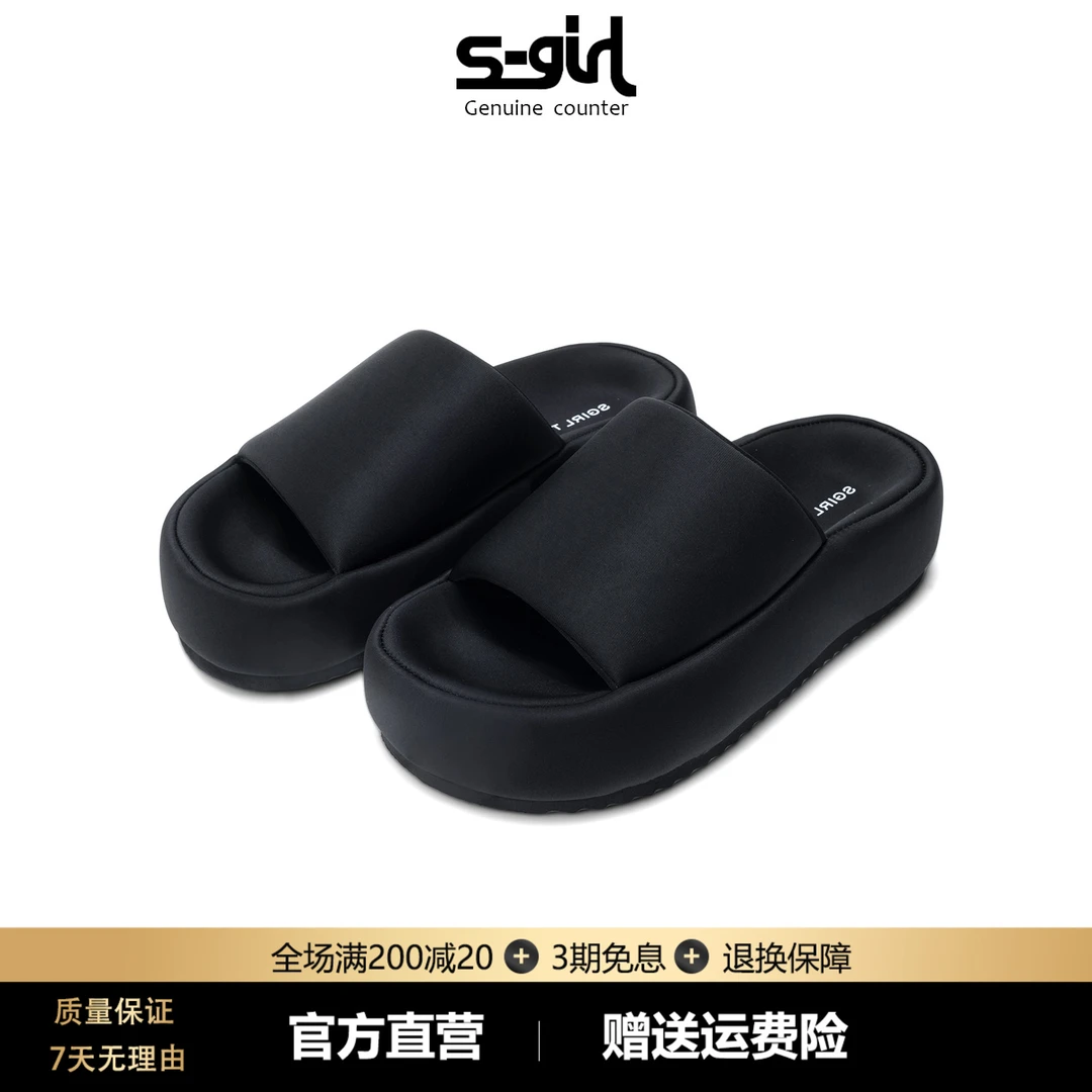 SGIRLTWTW松糕厚底外穿拖鞋女2025夏季舒适增高外穿厚底拖鞋女