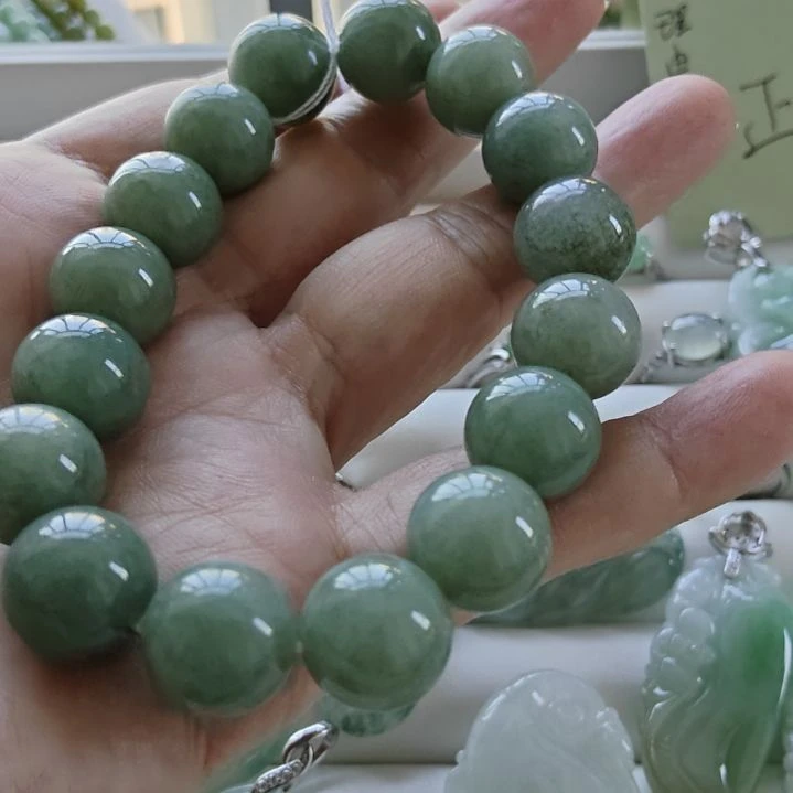 翡翠未镶嵌手链油青