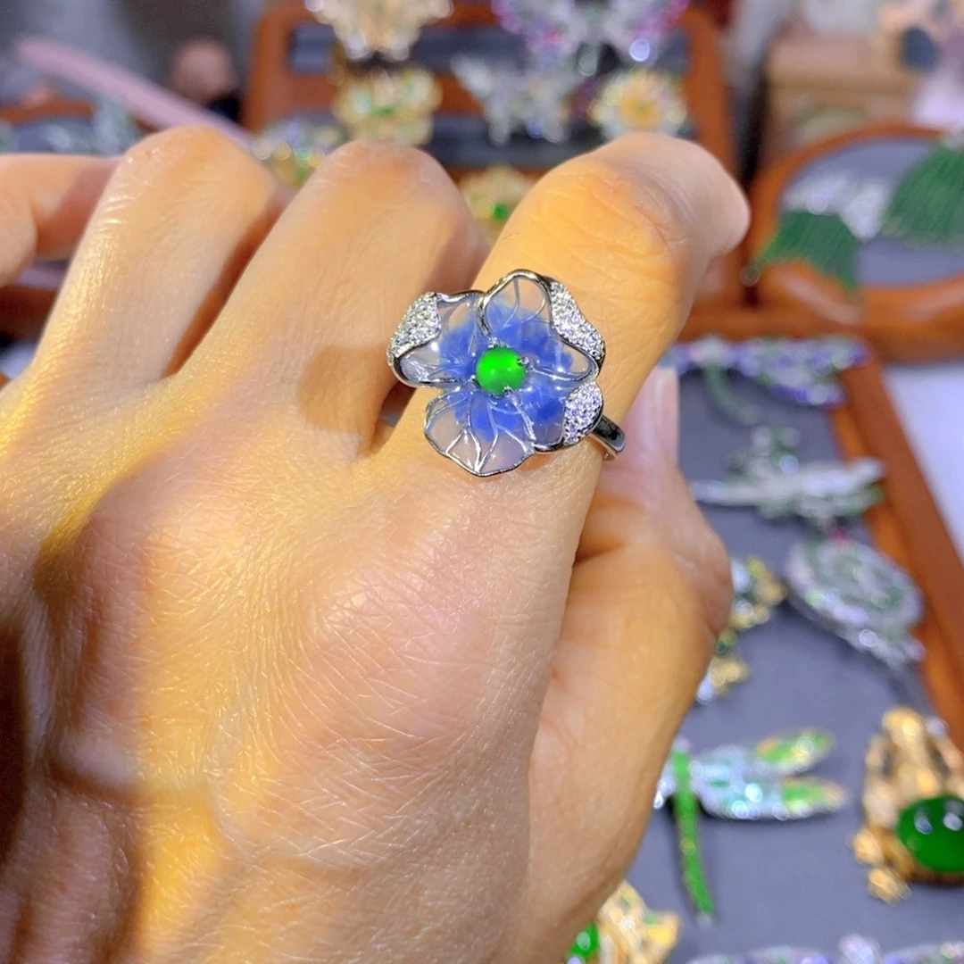 颈饰银S925镶嵌翡翠