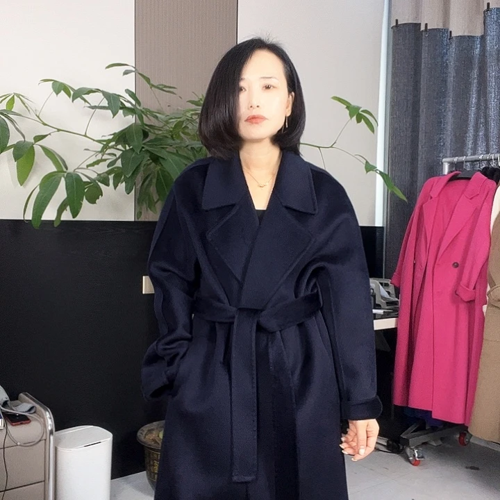 双面呢大衣藏蓝色M码浴袍