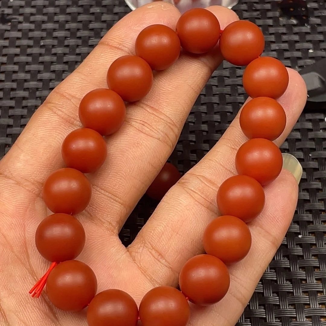 南红玛瑙未镶嵌保山锦红圆珠手串卡12