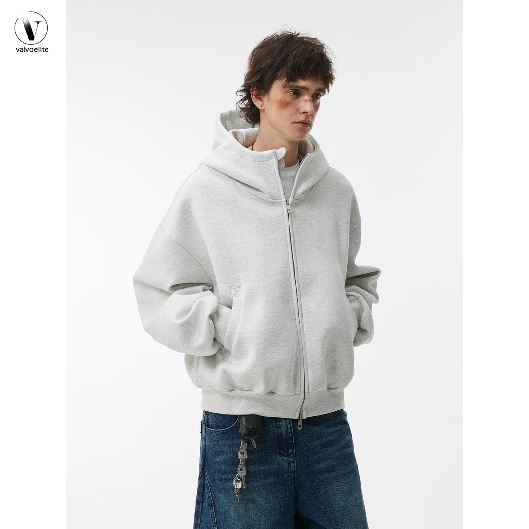 VALVOELITE男子重量级短款外套男子秋冬清洁多功能宽松连帽夹克潮