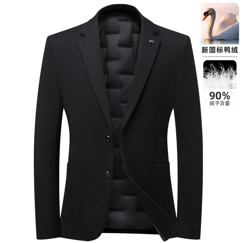 【90白鸭绒】男士羽绒保暖西服冬季莫代尔中青年高档厚款西装外套