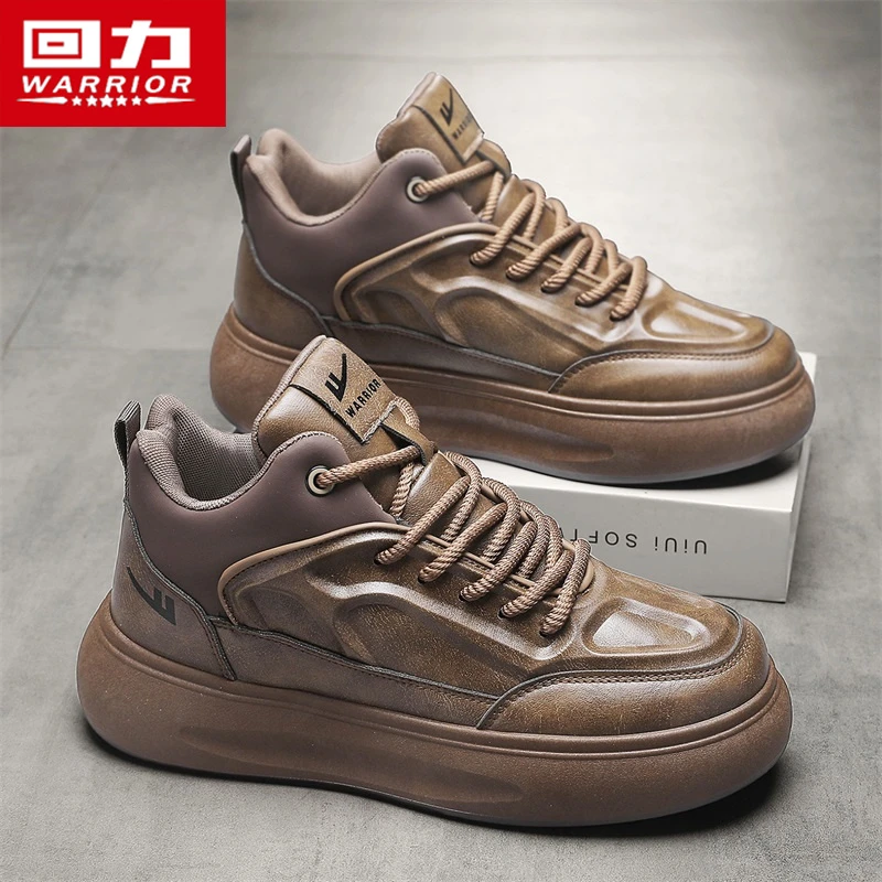 回力马丁靴男士秋季新款百搭休闲厚底耐磨防滑皮面防水高帮工装靴