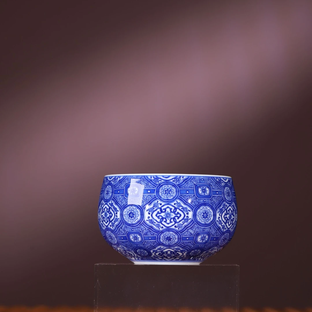 景德镇觉山隐窑 手绘青花瓷器 天华锦地杯