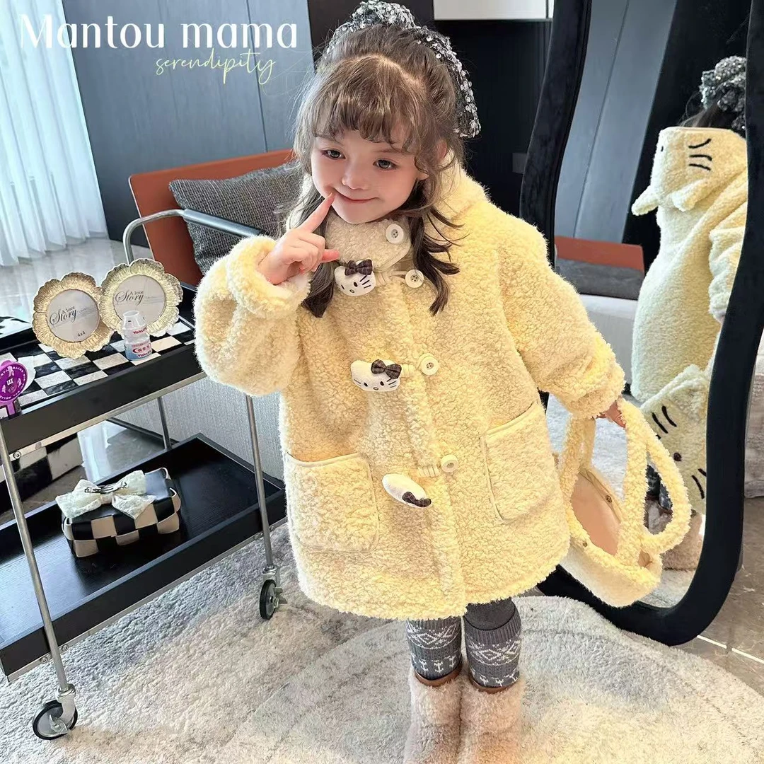【Mantoumama】3【新款】卡通KT气质设计感外套女童冬季可爱百搭洋气