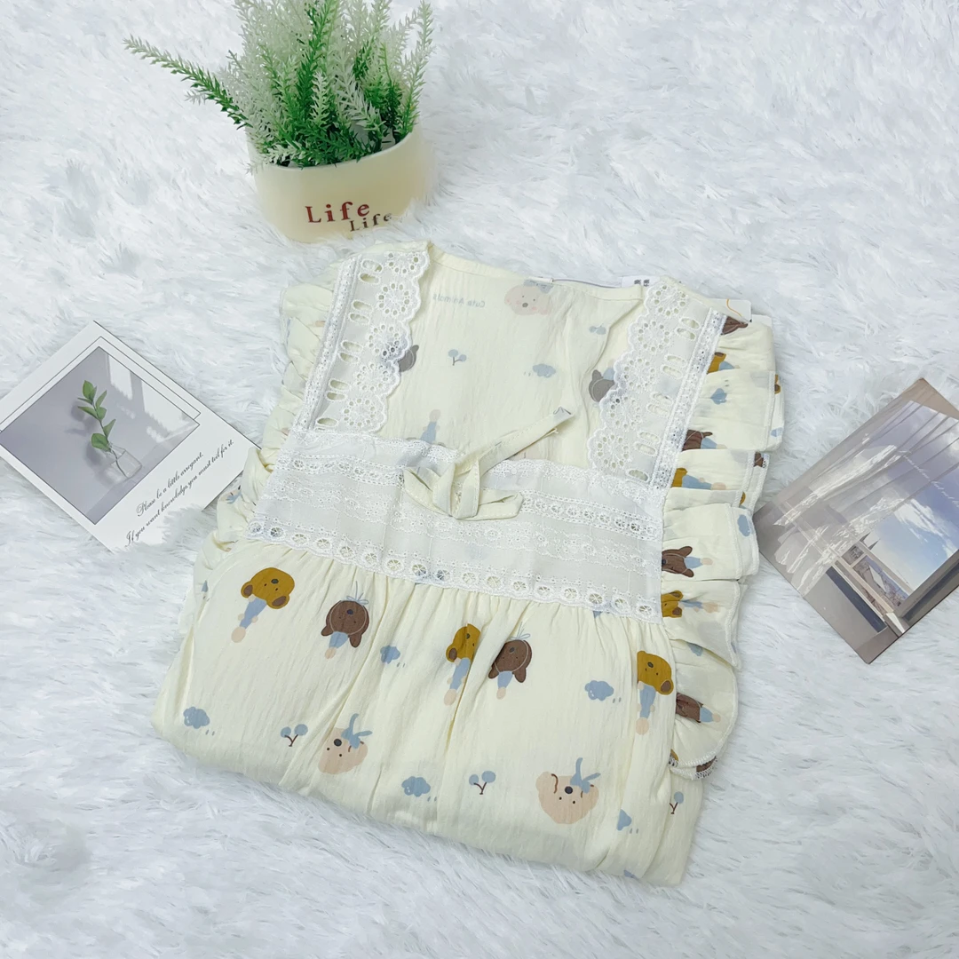 【H029】春夏小熊款长袖长裤+胸垫【套头款】家居服