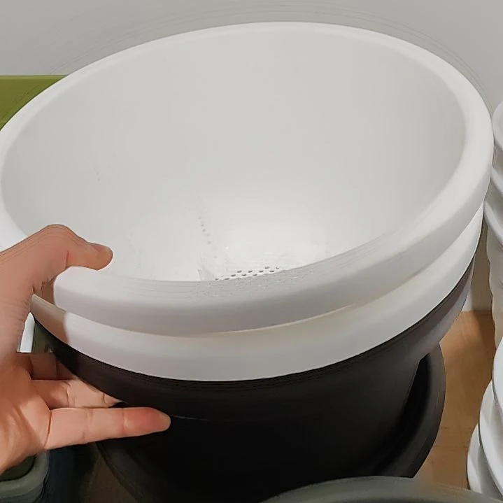 正品球根 32 口径白色的三个盆