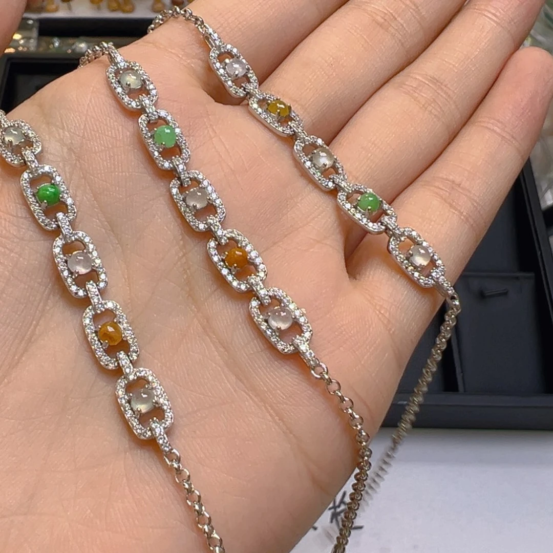 翡翠银S925镶嵌手链多样性发一件