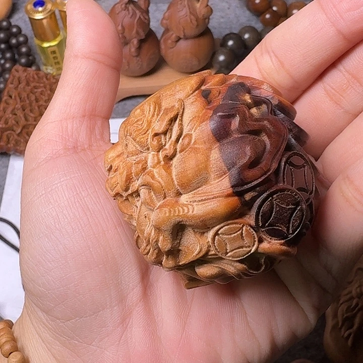 檀香木手串/手链老山檀香雕刻貔貅雷击料