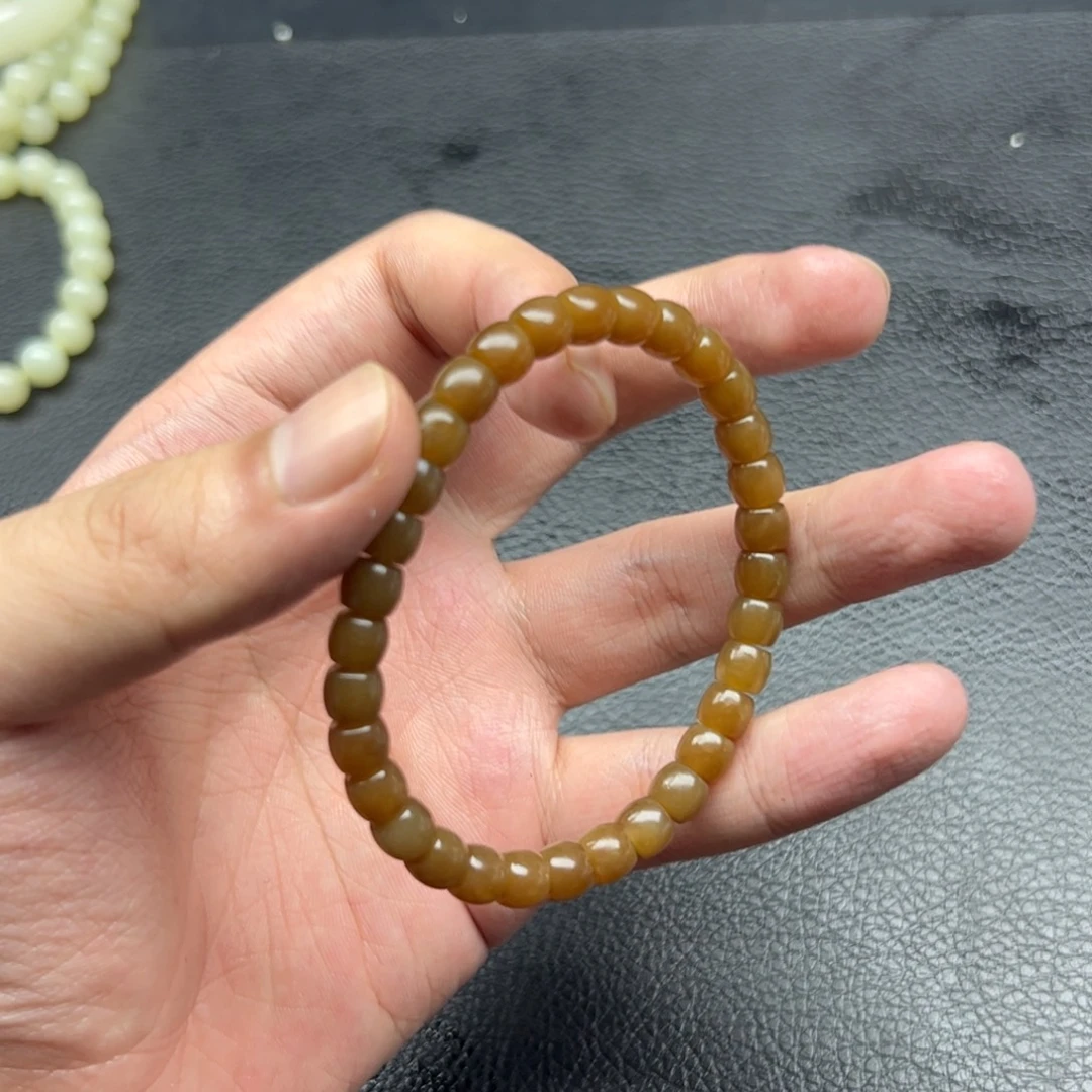 未镶嵌手链和田玉新疆哲利糖手串卡6×7直切