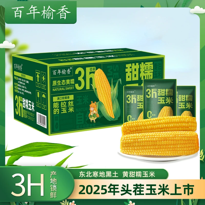 百年榆香黄糯玉米2025年头茬真空包装软糯香甜黏苞米240g/支