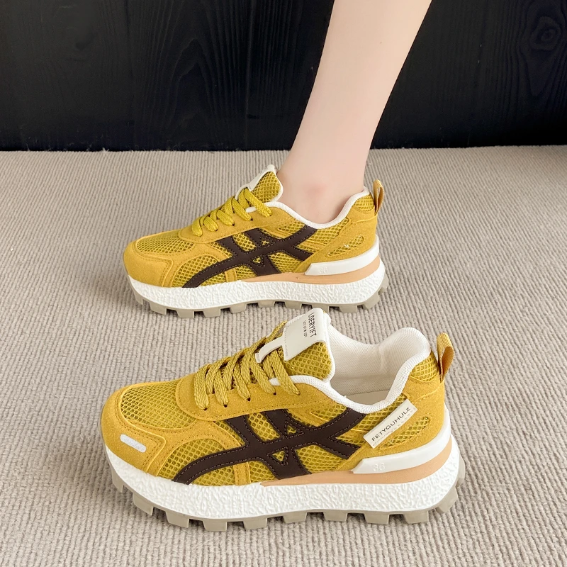 2025新款休闲透气德训鞋厚底时尚休闲鞋阿甘鞋夏季网面百搭运动鞋