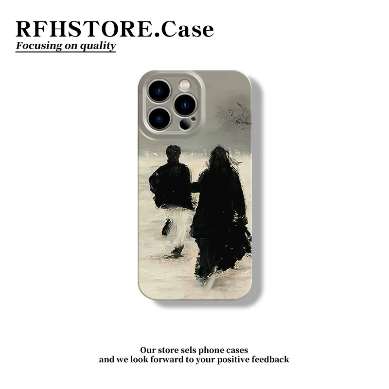 雪地奔跑适用苹果16菲林手机壳iPhone15华为P70vivoppo小米14简约