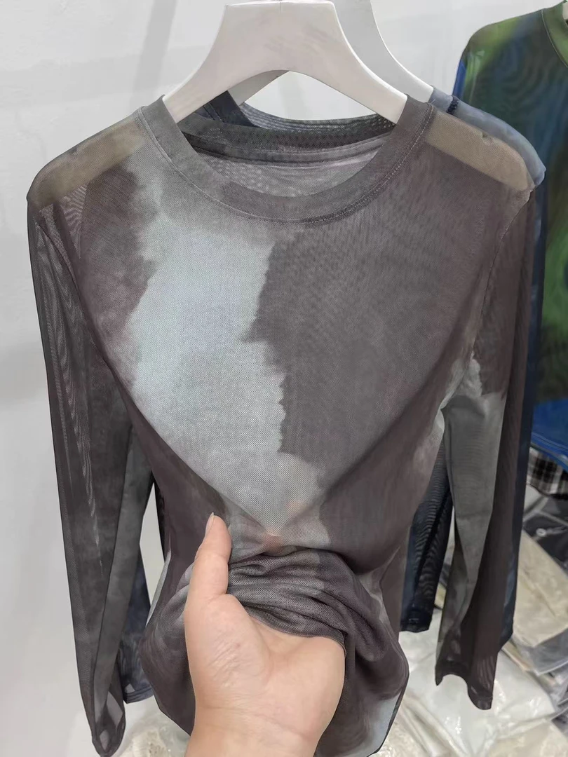 8811常规抽褶轻职风长袖衬衫打底衫圆领百搭小衫拼接修身