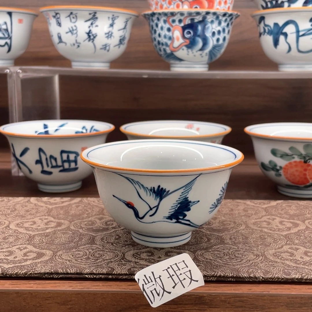 釉下手绘茶具微瑕