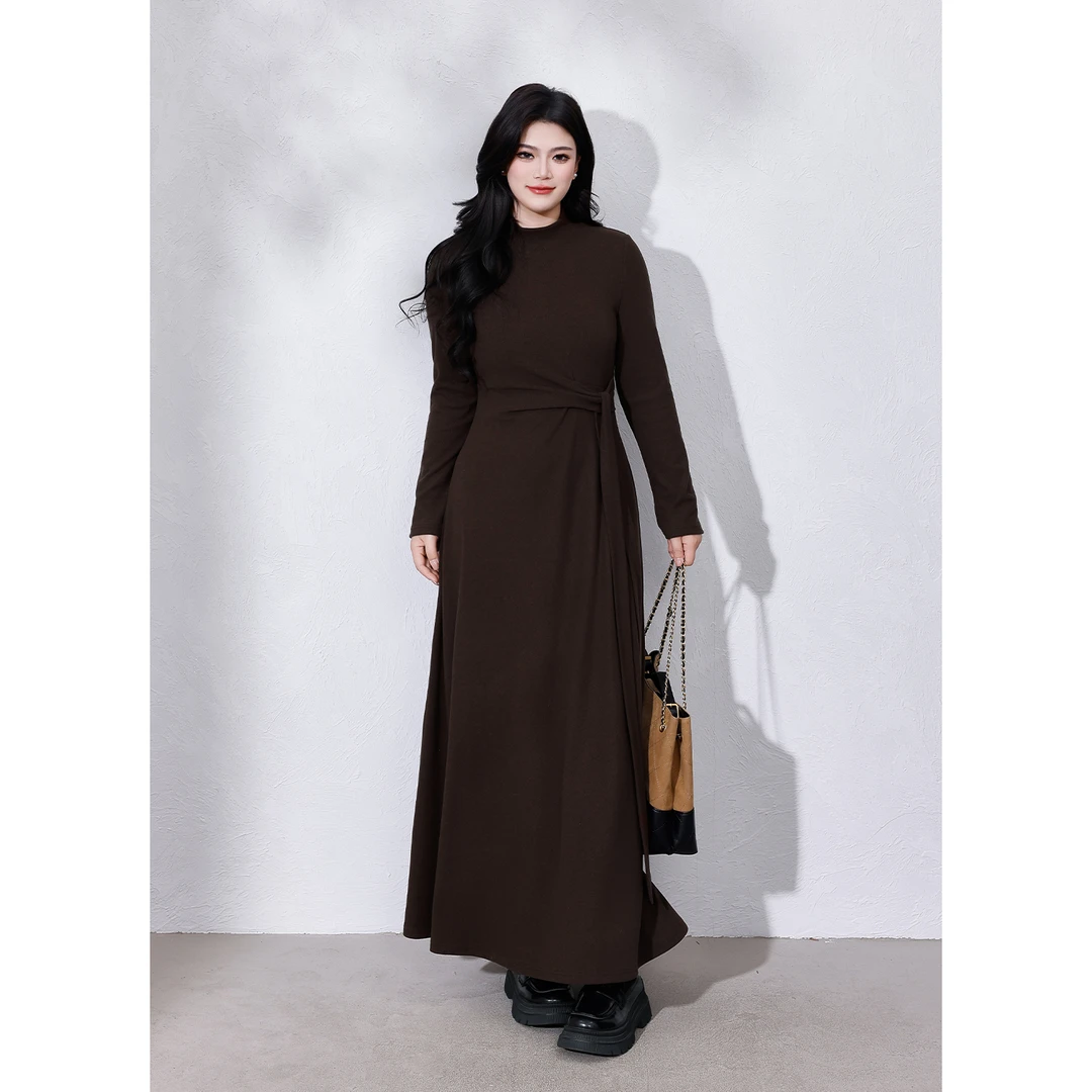 【幻想交卷】蛋妹大码女装胖mm冬季简约大方显腰身连衣裙DM35089