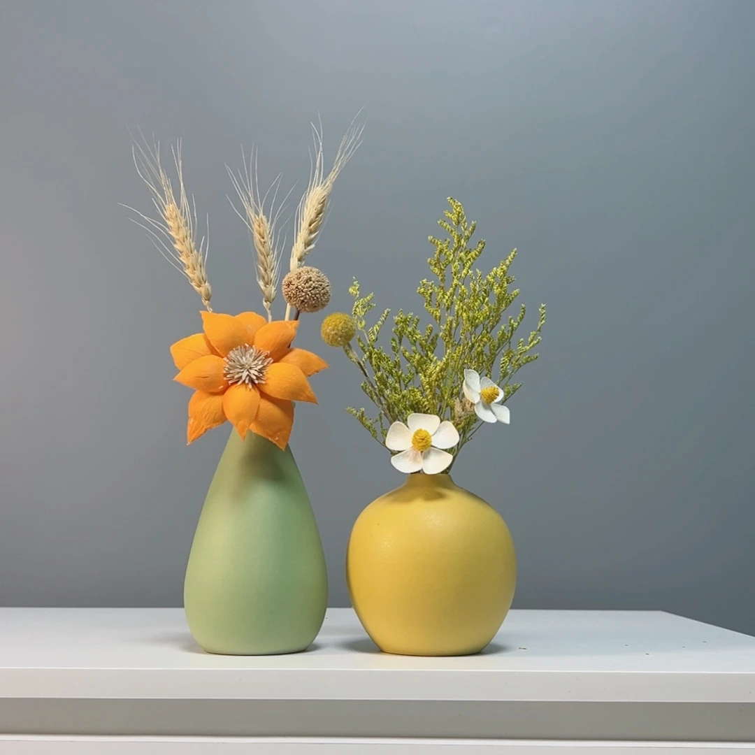 摆件景德镇手作陶瓷花瓶摆件无孔