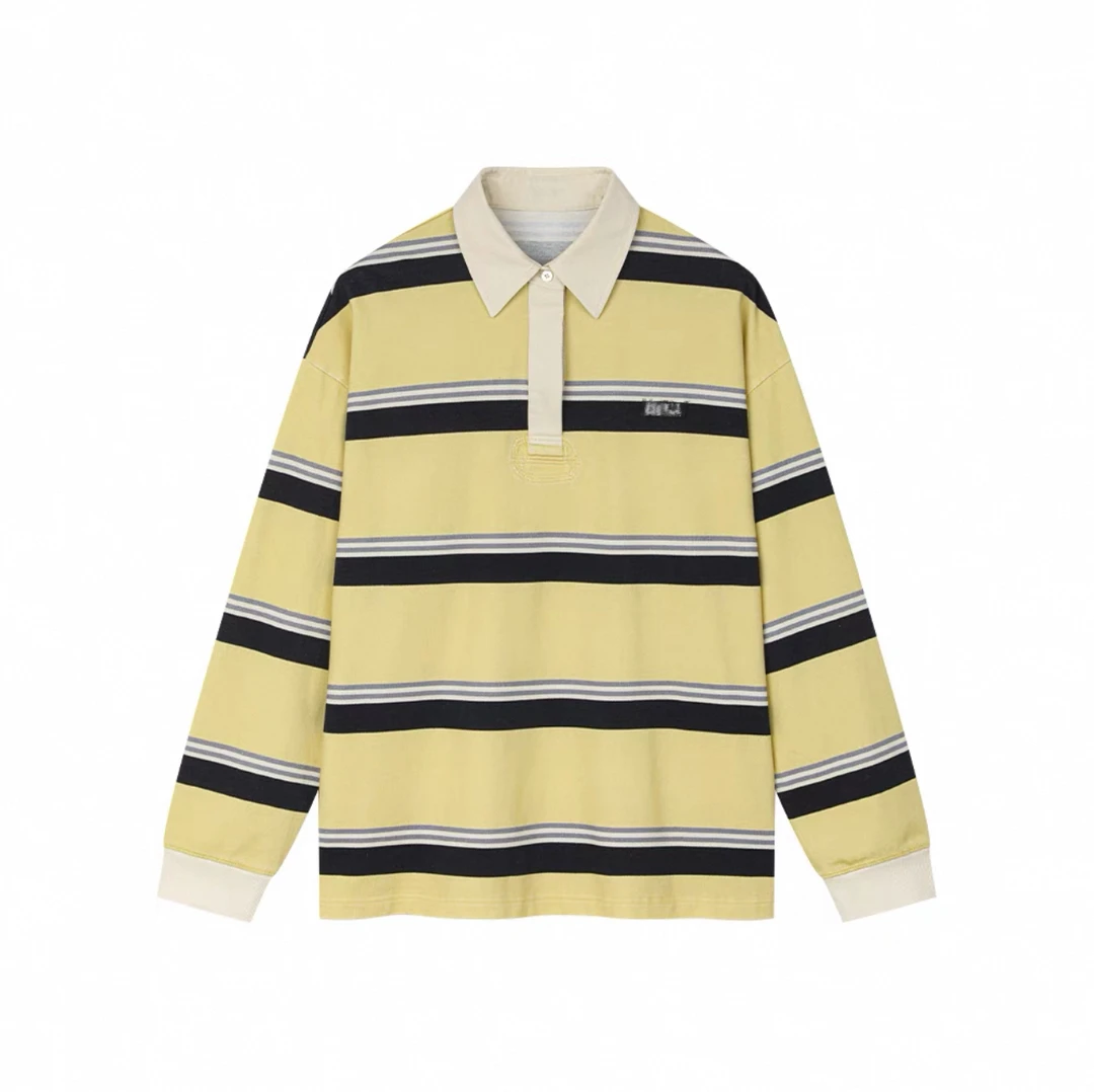 【天使】设计师春季新款经典条纹长袖POLO衫时尚休闲