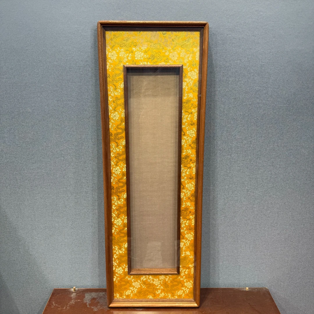 30x90黄加云龙纹超高端乌檀实木榫卯画框【画芯17x68】