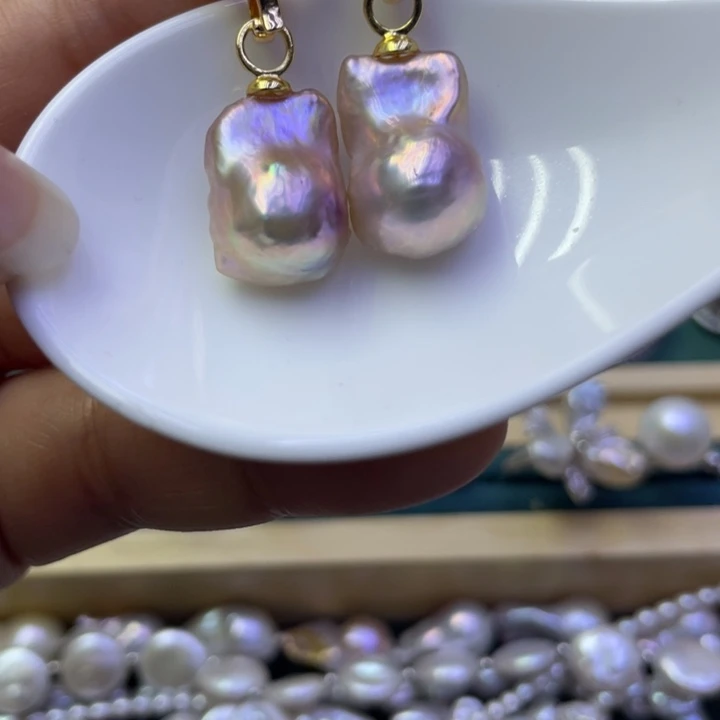 淡水珍珠耳饰合金