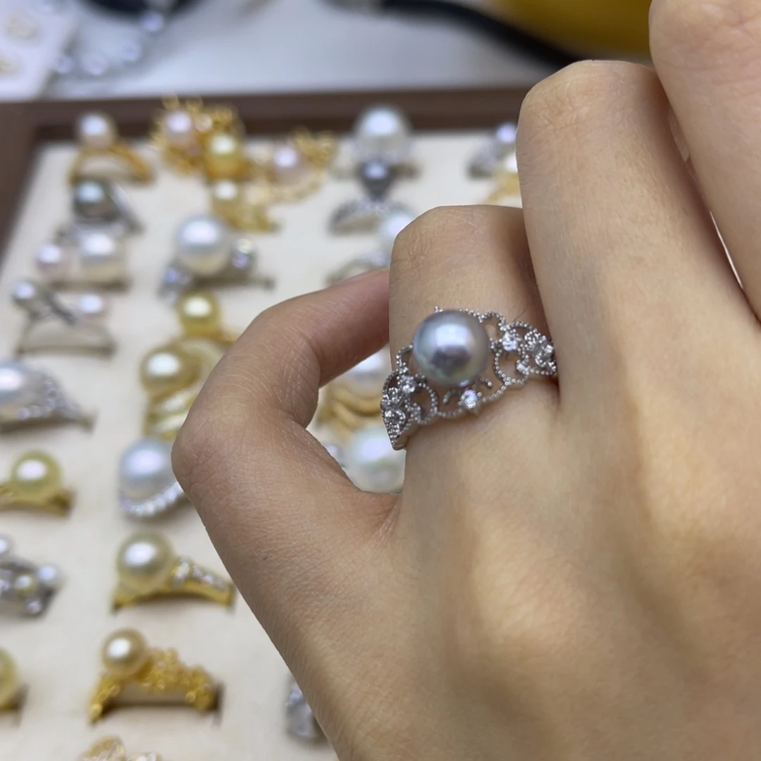 海水珍珠银S925镶嵌戒指