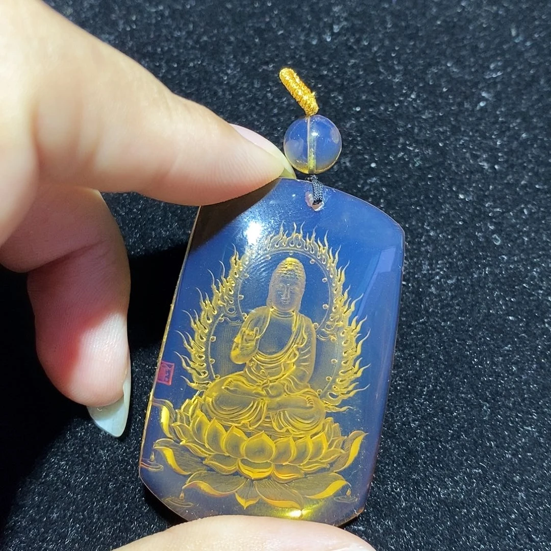 蓝珀未镶嵌珠宝奇石阿弥陀佛531