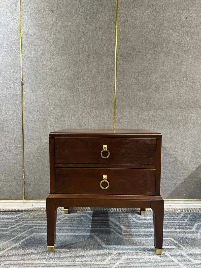 CTG2025床头柜550*420*610 美式复古做旧雕花床头柜