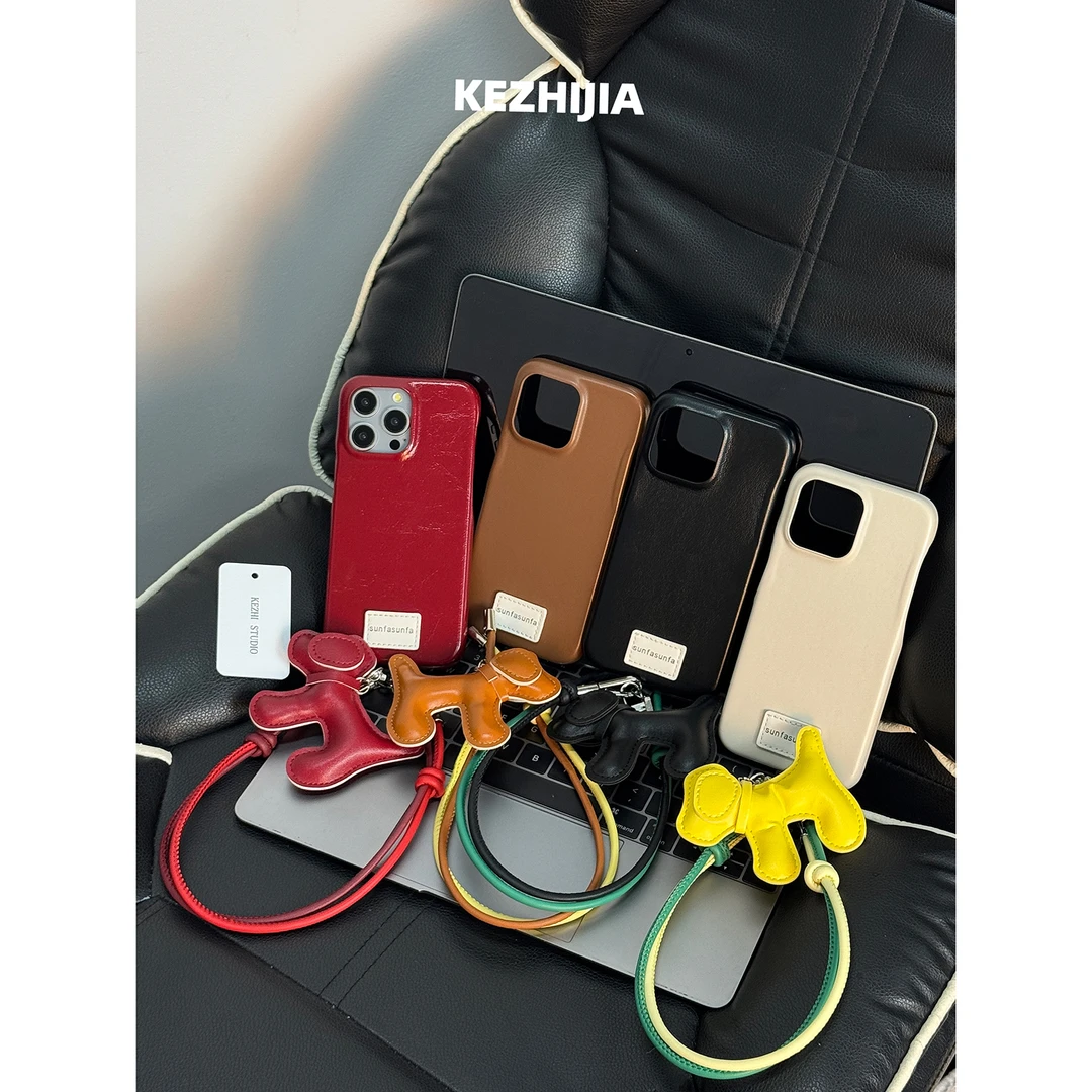 【壳之】高级小众复古皮质狗狗适用苹果16/15/14Promax/13手机壳