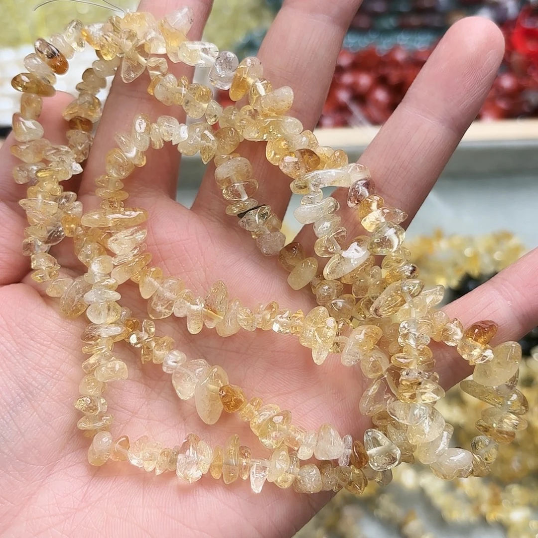 玛瑙/玉髓未镶嵌珠宝半成品黄塔晶碎石一条长75-80