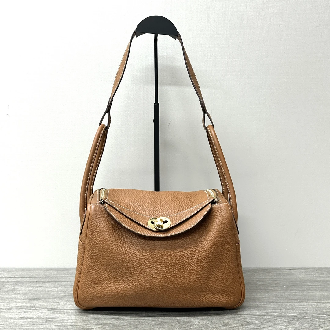 95新 Hermes/爱马仕 Lindy26金棕金扣手提单肩包 94004