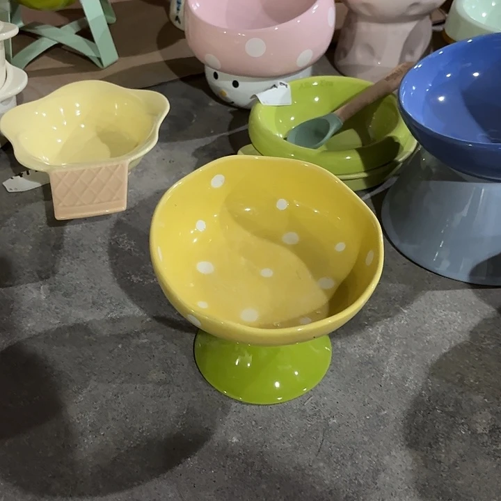 瓷片波点黄色陶瓷微瑕