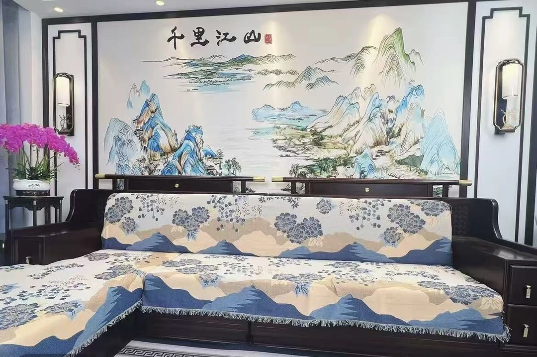 【双人座】青花瓷90*180±5cm中式沙发垫2026款沙发巾