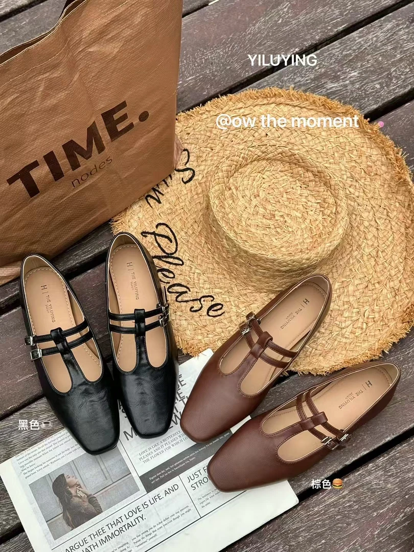 Y883-2韩系复古INS风2025春季新款浅口单鞋女