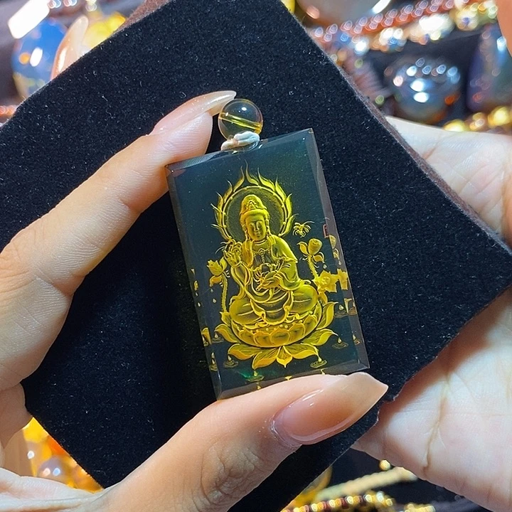 蓝珀未镶嵌珠宝奇石墨西哥蓝珀观音