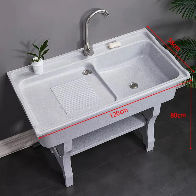 大号石英石洗衣池家用庭院阳台室外洗衣洗手池子台盆一体带搓衣板