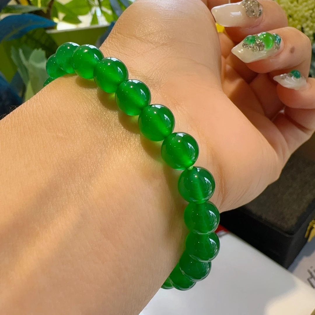 QIAOZUN/巧尊天然玉髓8手链手串冰透亮色辣色精品时尚百搭高品质