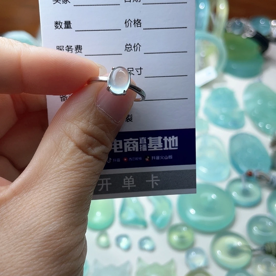 蛇纹石玉戒指银S925镶嵌