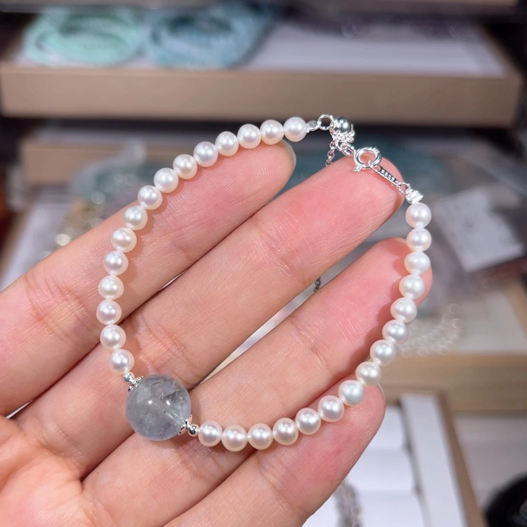 淡水珍珠手绳银S925镶嵌珍珠027