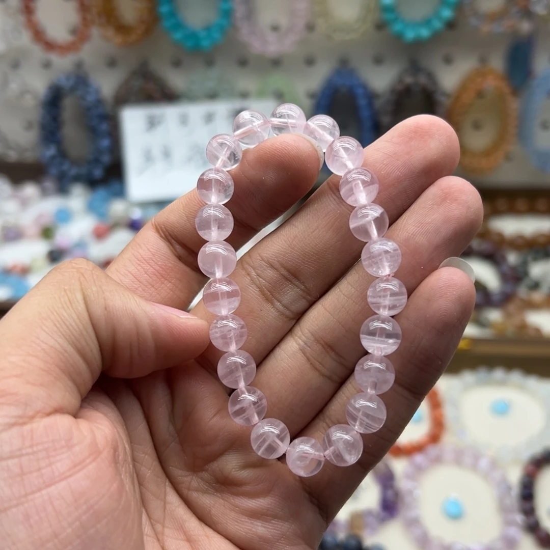 手链未镶嵌水晶8.8咪粉水晶