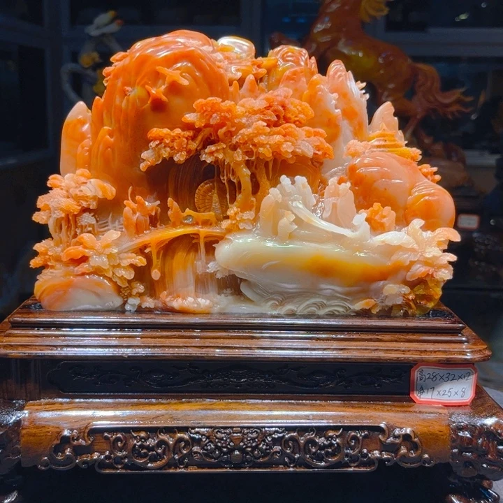 绿***叶寿山石寿山石雕刻艺术品