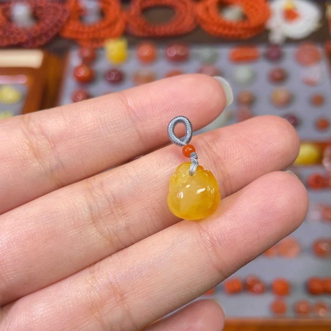 蜜蜡未镶嵌裸石小钱袋