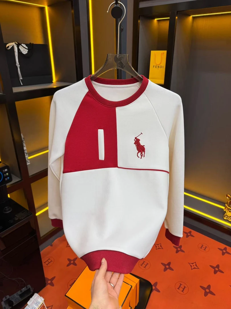 2024冬季新款圓領男士輕奢休閑长袖修身设计師刺繡卫衣9063款