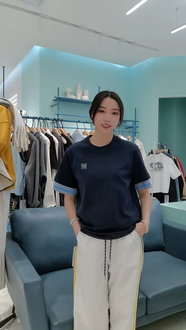 藏青色威系海岛T恤