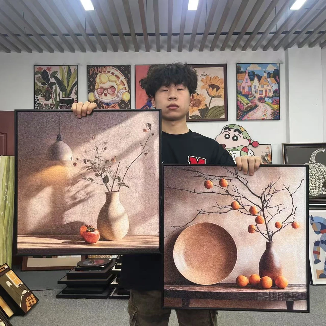 现代简约餐厅柿柿如意客厅装饰画卧室床头壁画简约高级感挂画502