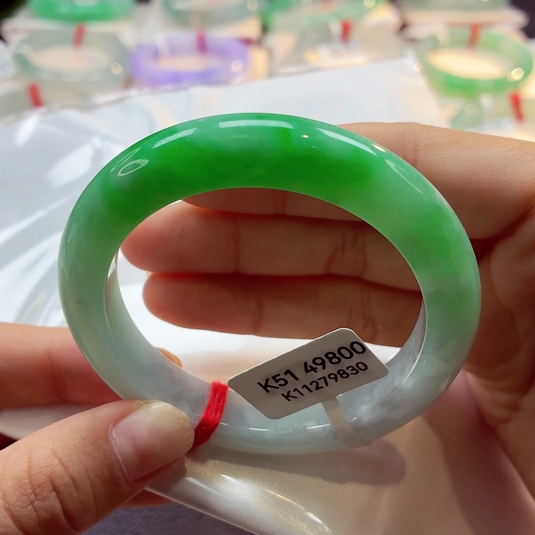 翡翠未镶嵌手镯（贵妃镯）浓阳绿捡漏强推上新68-27