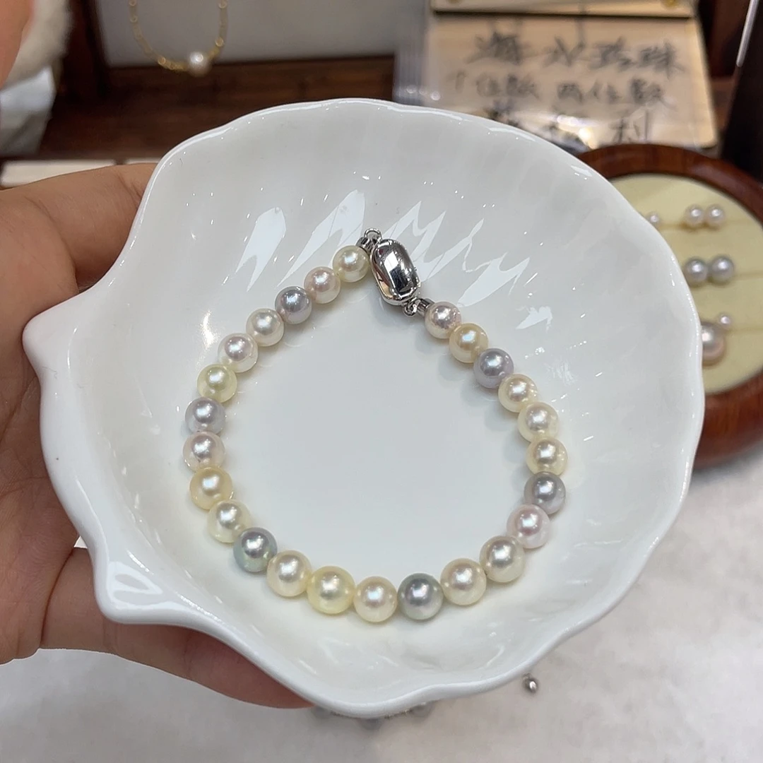 银S925镶嵌手绳海水珍珠