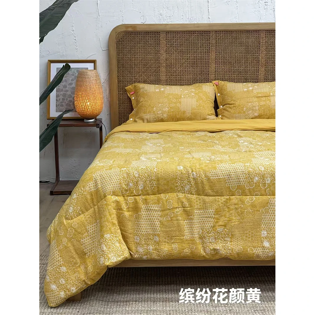 【超级红】藏青 红 黄 全棉纱布亚麻春秋被