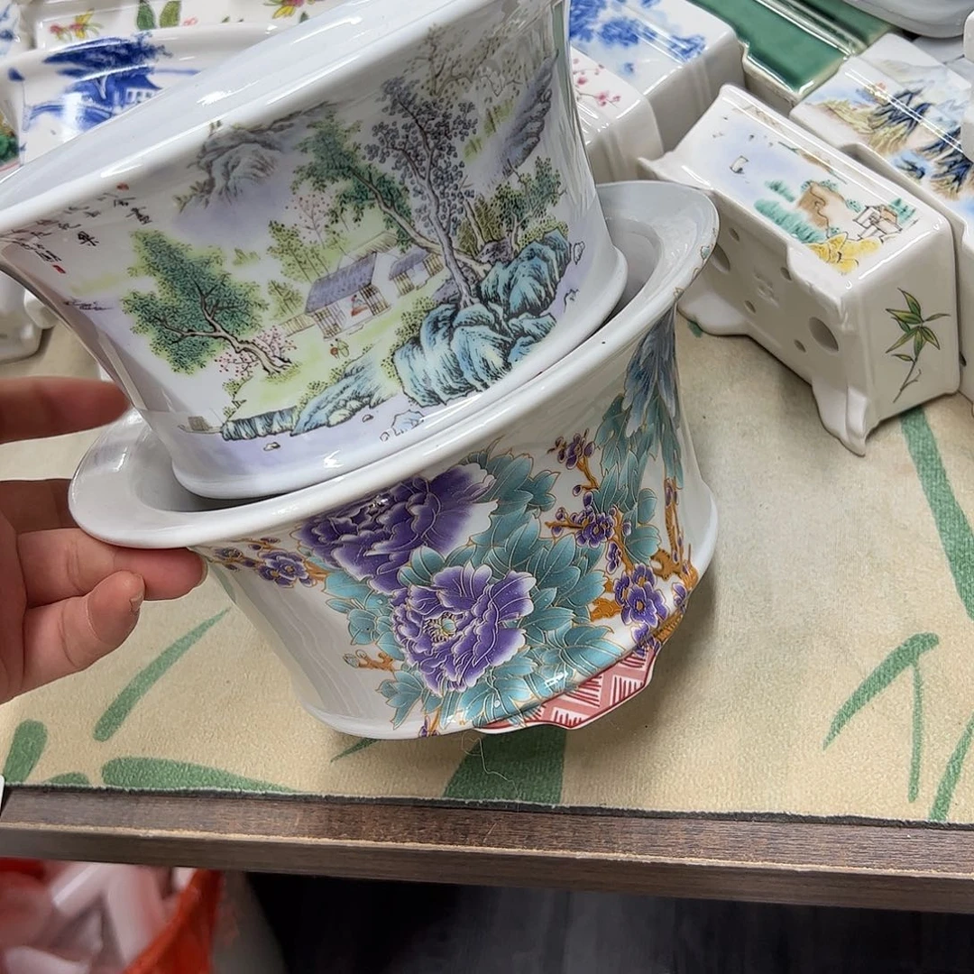 紫砂花盆798号瑕疵2个口不正处理介意勿拍19.5/10cm