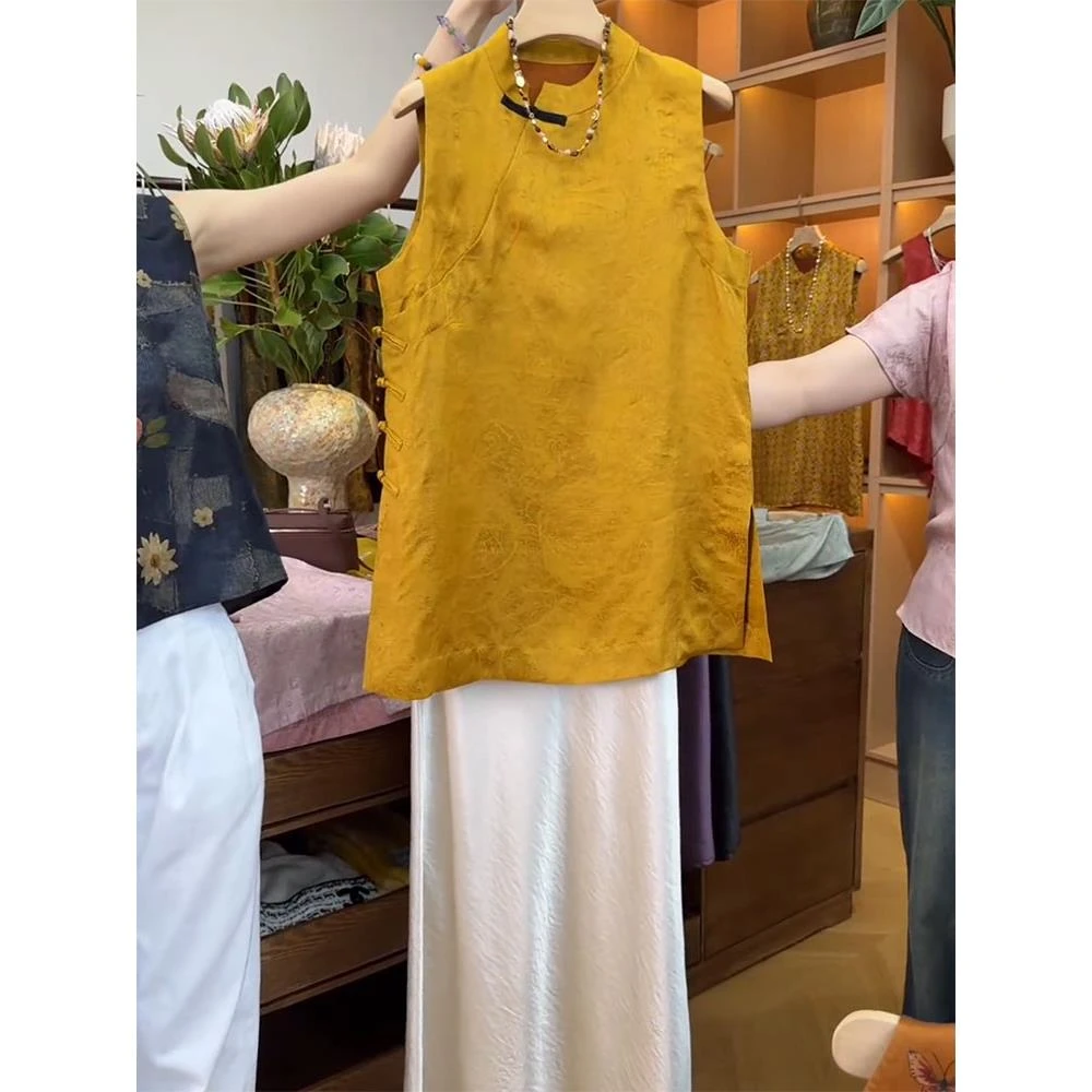 新中式女装国风复古高级感气质唐装盘扣衬衫上衣2025夏季新款小衫